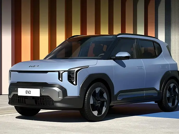 Kia EV2 Frost Blue Solid Front diagonal
