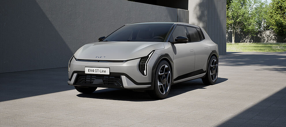 Kia EV4 von aussen seitlich in Grau