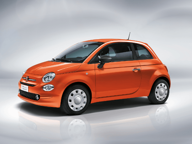 Fiat 500 Hybrid Cult von der Seite.